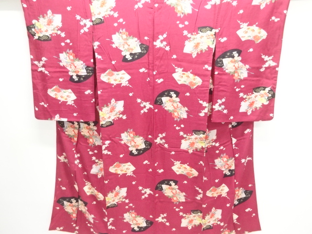 JAPANESE KIMONO / ANTIQUE KIMONO / JIGAMI & FLORAL PLANTS